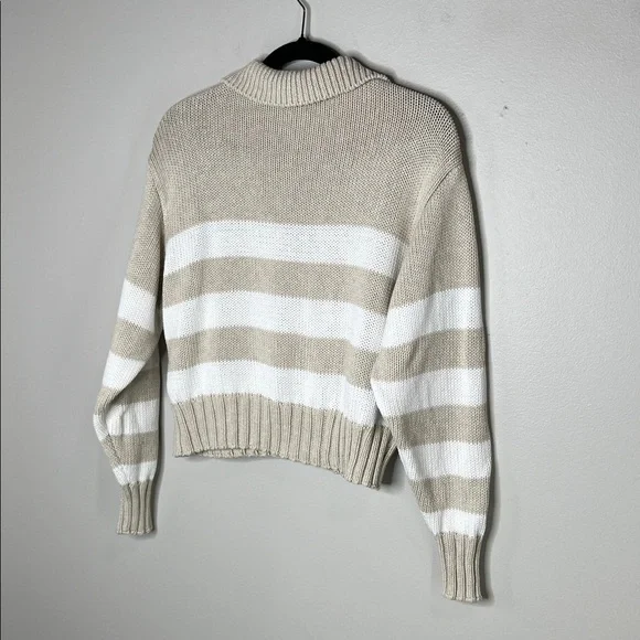 QUINCE 100% Organic Cotton Cropped Polo Sweater in Beige Ivory size Small - Picture 10 of 12